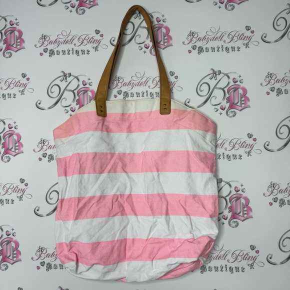 Victoria’s Secret beach tote bag striped pink neon angels have landed at the - Picture 3 of 6